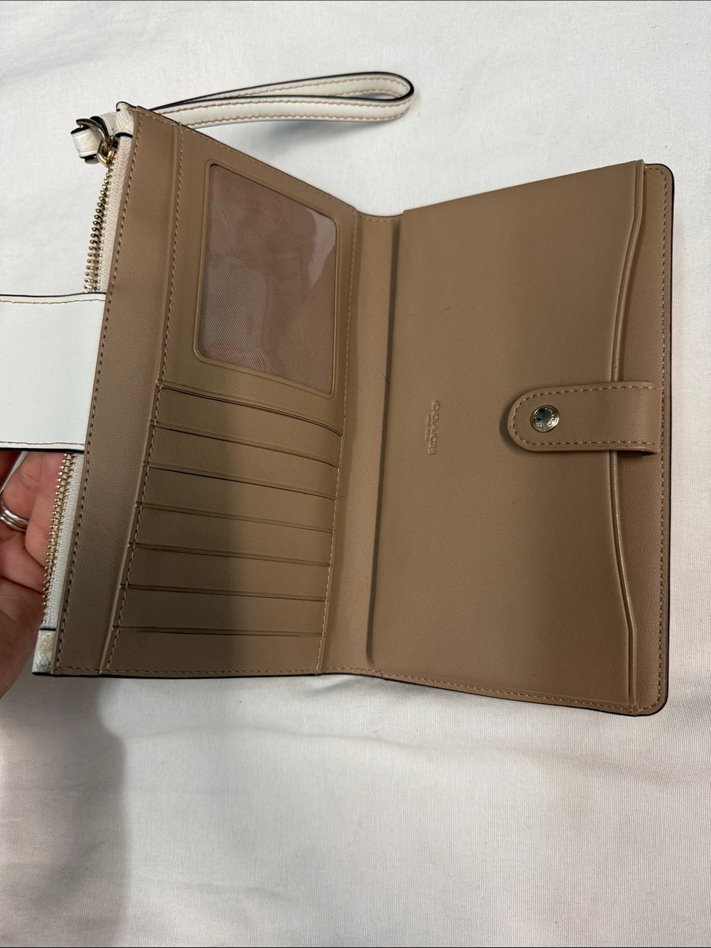 Coach White Bee Print Wristlet Wallet - Picture 3 of 7